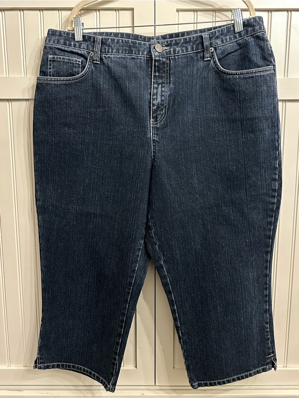 Vintage Bill Blass Jeanswear Dark Wash Denim Capris Size 16 100% Cotton